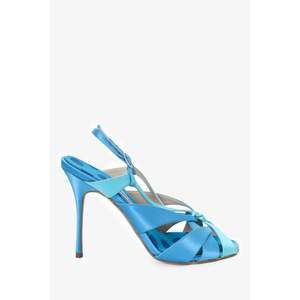 Manolo Blahnik Blue Stain Peep Toe Sandals Size 38